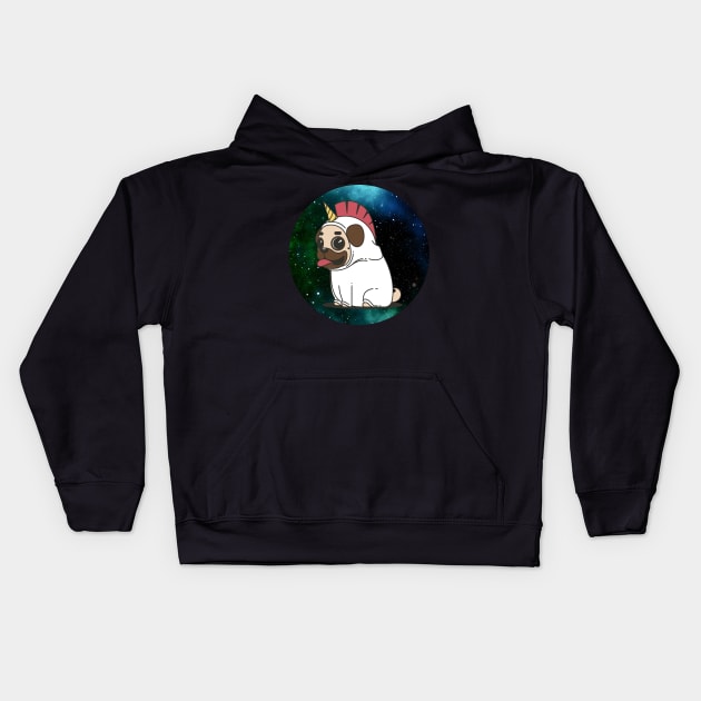 The Space-Pug in the Universe Kids Hoodie by SPAZE